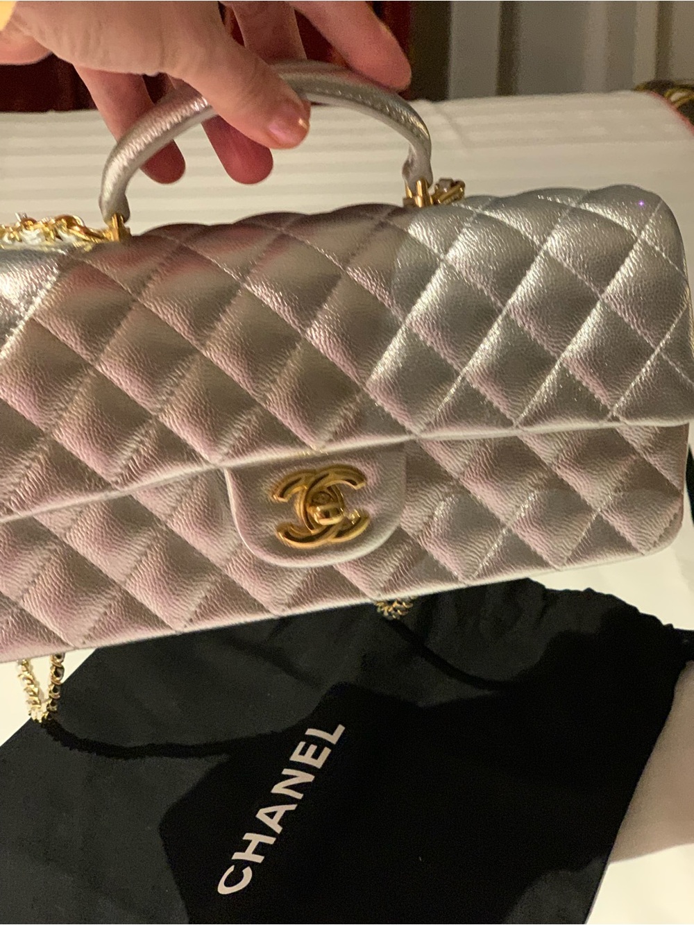Brand new this week season rare Limited edition authentic Chanel silver purse
